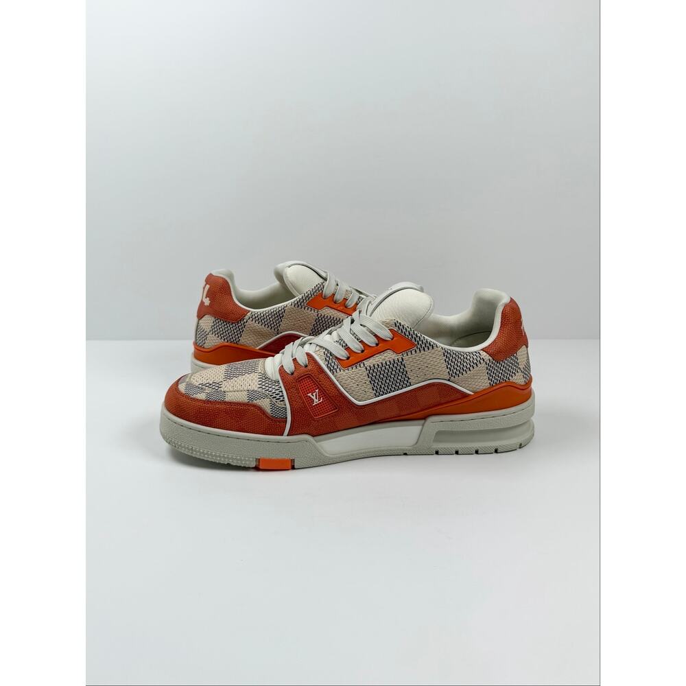 Size 9LV/10US - Louis Vuitton Damier White Orange Trainers - Picture 6 of 8